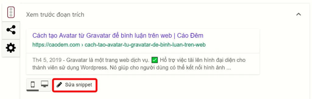 Thêm dấu tích xanh vào kết quả tìm kiếm Google caodem.com