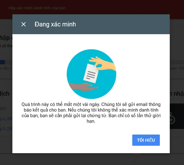 Cách xác minh thanh toán Adsense sau khi đủ 10$ bằng CMND