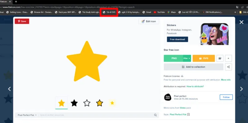 Cách tải về file SVG từ trang web Flaticon.com